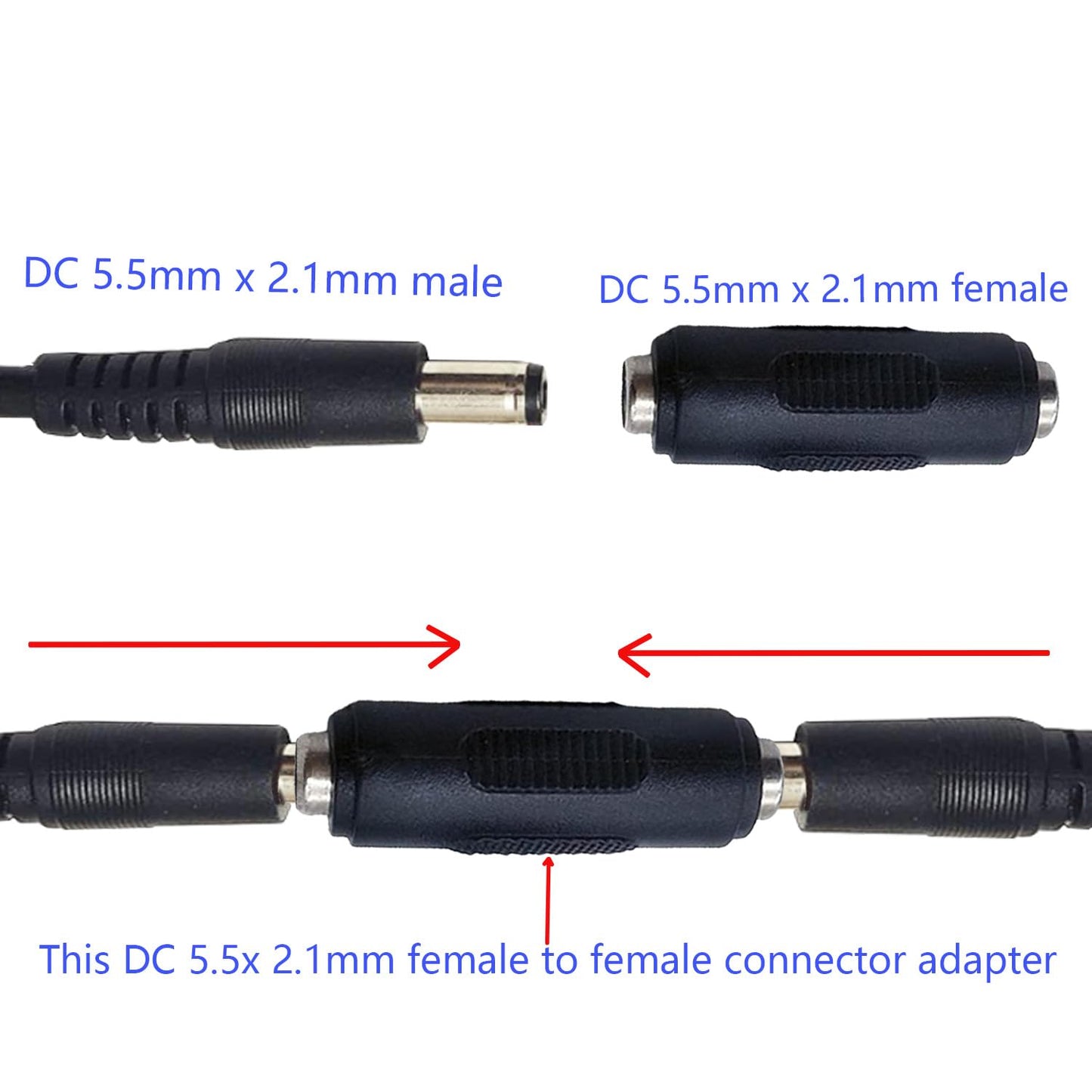 ISLOPU 5.5mm x 2.1mm DC Power Connector Adapter, 9~36V Female to Female Power Jack Socket for Starlink Mini, CCTV Security Camera and LED Strip Light