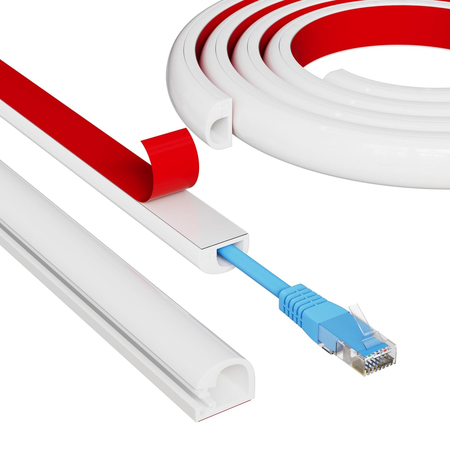 39" Side Open One Cord Hider (<1/4") for Wall Mounted Tv,Extension Flexible Cable Cover to Hide Conceal Cords Along Wall,Wire Raceway Management Cable