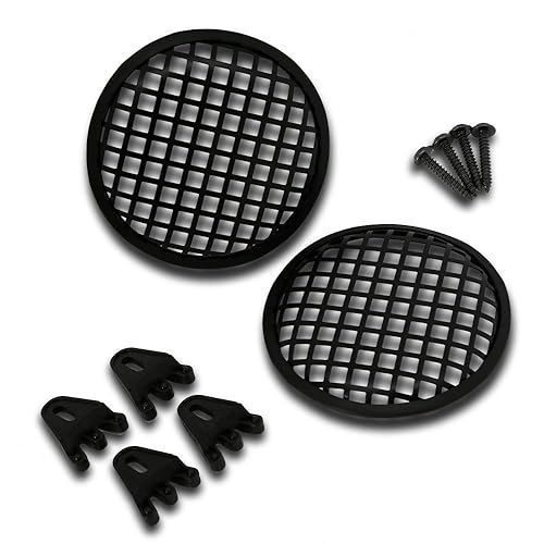 Pyramid 5" Waffle Speaker Grill with Bracket, Universal Car Audio Speaker Grill Cover, Durable Metal Mesh Protects 5 Inch Speakers, Includes Mounting