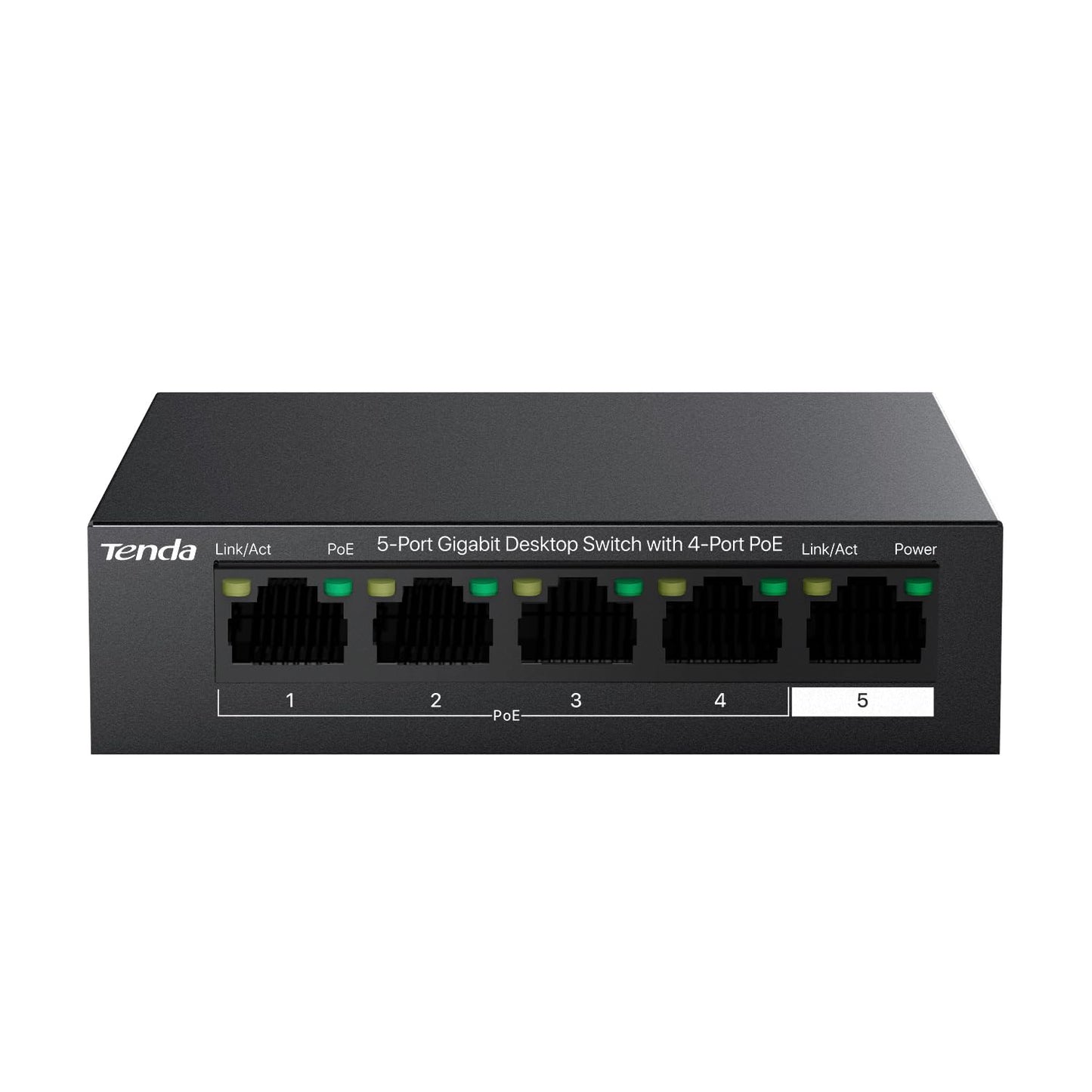 Tenda TEG1105P, 5 Port Gigabit PoE Switch Compatible with IEEE 802.3af/at Devices, Unmanaged PoE Switch with 4 Port PoE+@63W, Plug & Play, Fanless