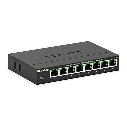 NETGEAR 8-Port 2.5G Multi-Gigabit Ethernet Unmanaged Network Switch (MS308) - with 8 x 2.5Gbps Ports, Desktop or Wall Mount, Metal Case
