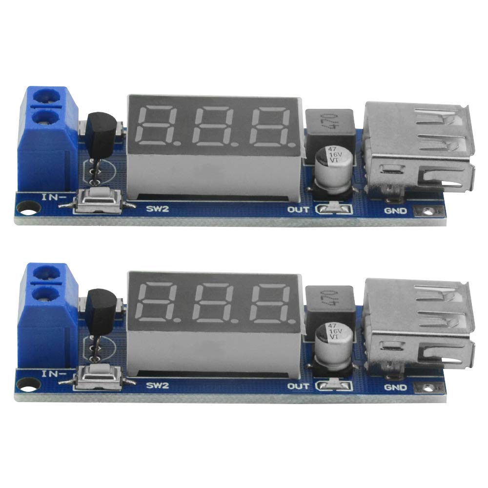 XINGYHENG 2Pcs DC-DC Buck Voltage Converter Power Module 4.5-40V 12V to 5V/2A + Power Supply Stabilizer Voltage Regulator with Voltmeter 5V USB…