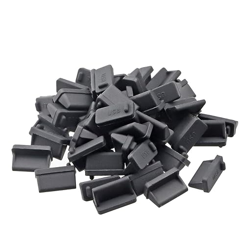TOPPROS Pack of 20 Silicone USB Port Cover Anti Dust Protector for Female End0.5 x 0.3 x 0.24 inch Black