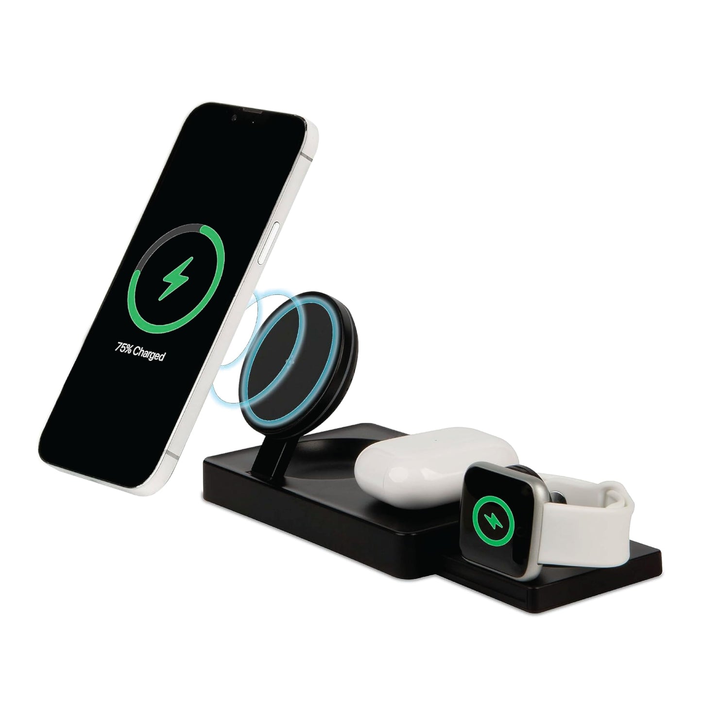 3 in 1 Foldable Fast Magnetic Wireless Charging Station, AllCharge Max by It’s Just Smart, Travel Charger for iPhone 15 14 13 12 11 Pro Max, Apple