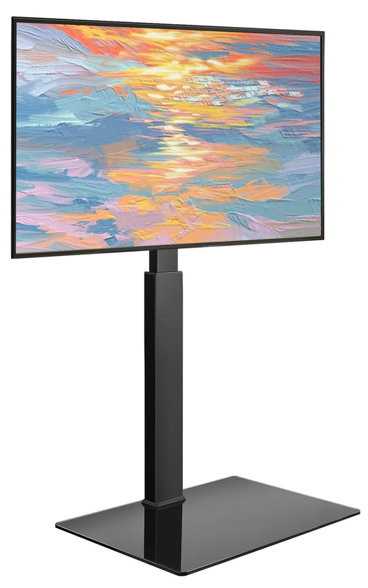 WKWKER Floor TV Stand for 27-65 inch LED Screen Adjustable TV Stand with Mount Swivel Floor Televisions Stand with Tempered Glass Base for Corner