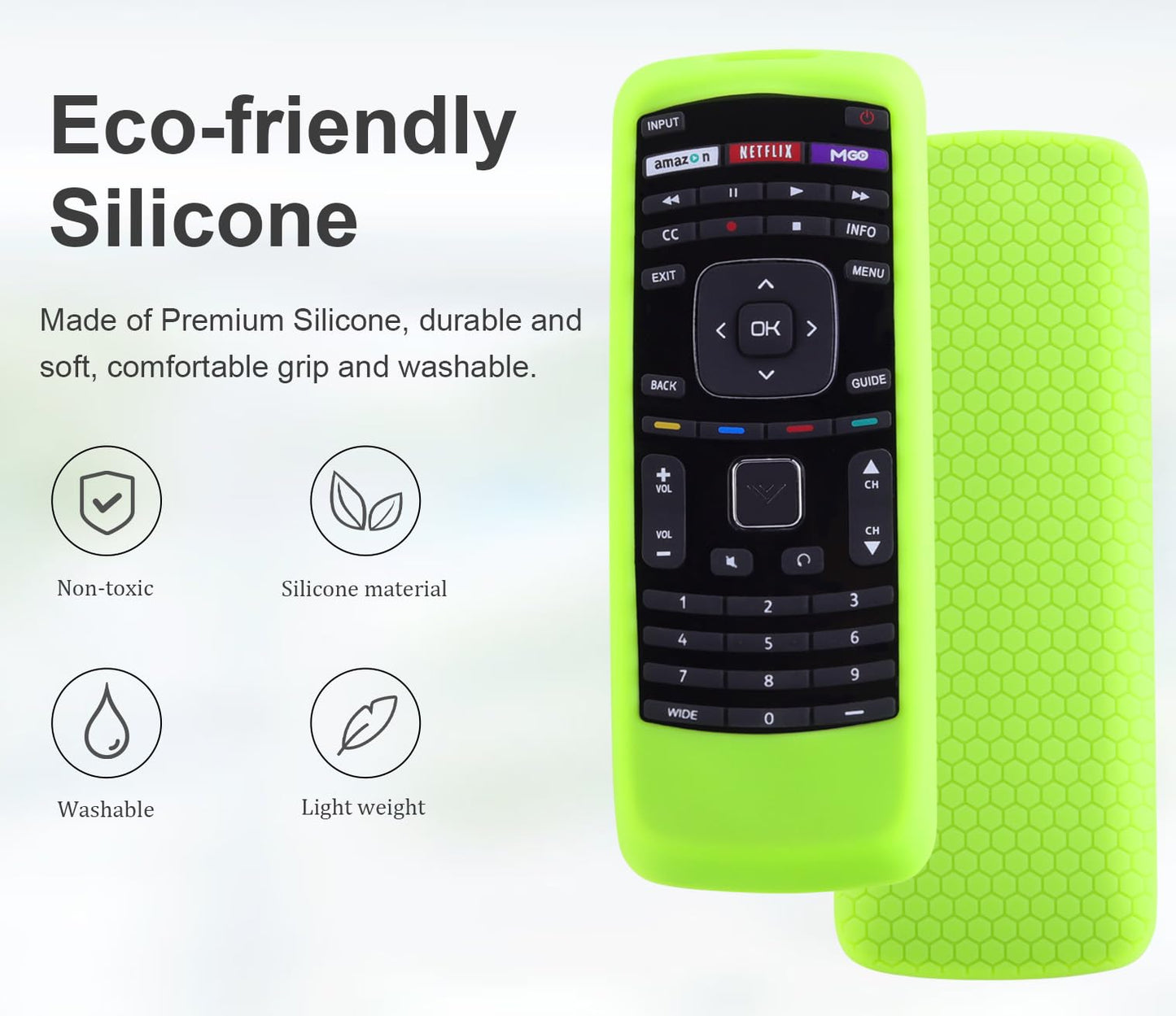 JCMOYUTY for Vizio Universal Remote Cover, Silicone Remote Case Glow Green