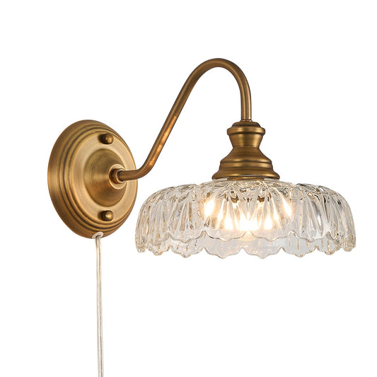 HDDFL Vintage Plug in Wall Scone Bedside Wall Lamp Plug Corded Matte Brass Bedroom Light Fixtures in Door Lighting Fixture for Living Room Hallway