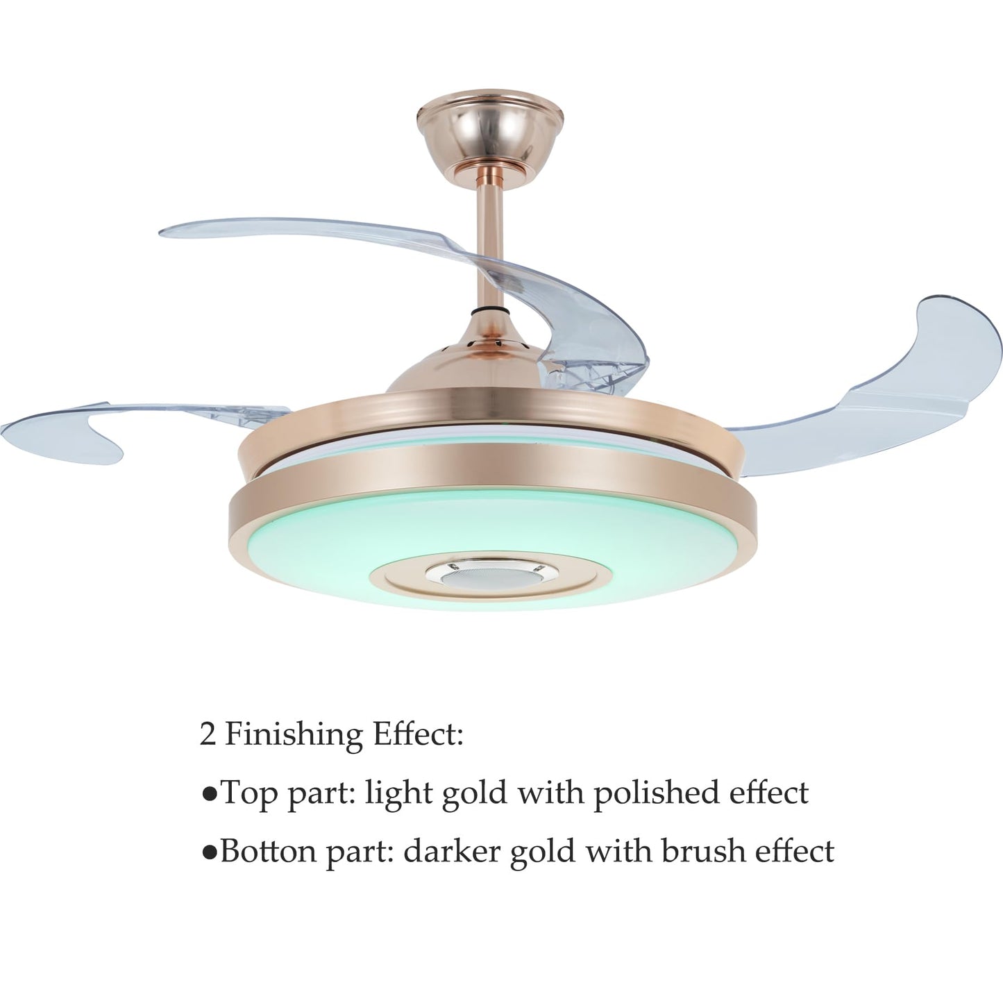 efperfect 42'' Modern Ceiling Fan with Lights Bluetooth Music Player Ceiling Fans Dimmable 7 Light Color Changes Fandelier Smart Lighting Fixture