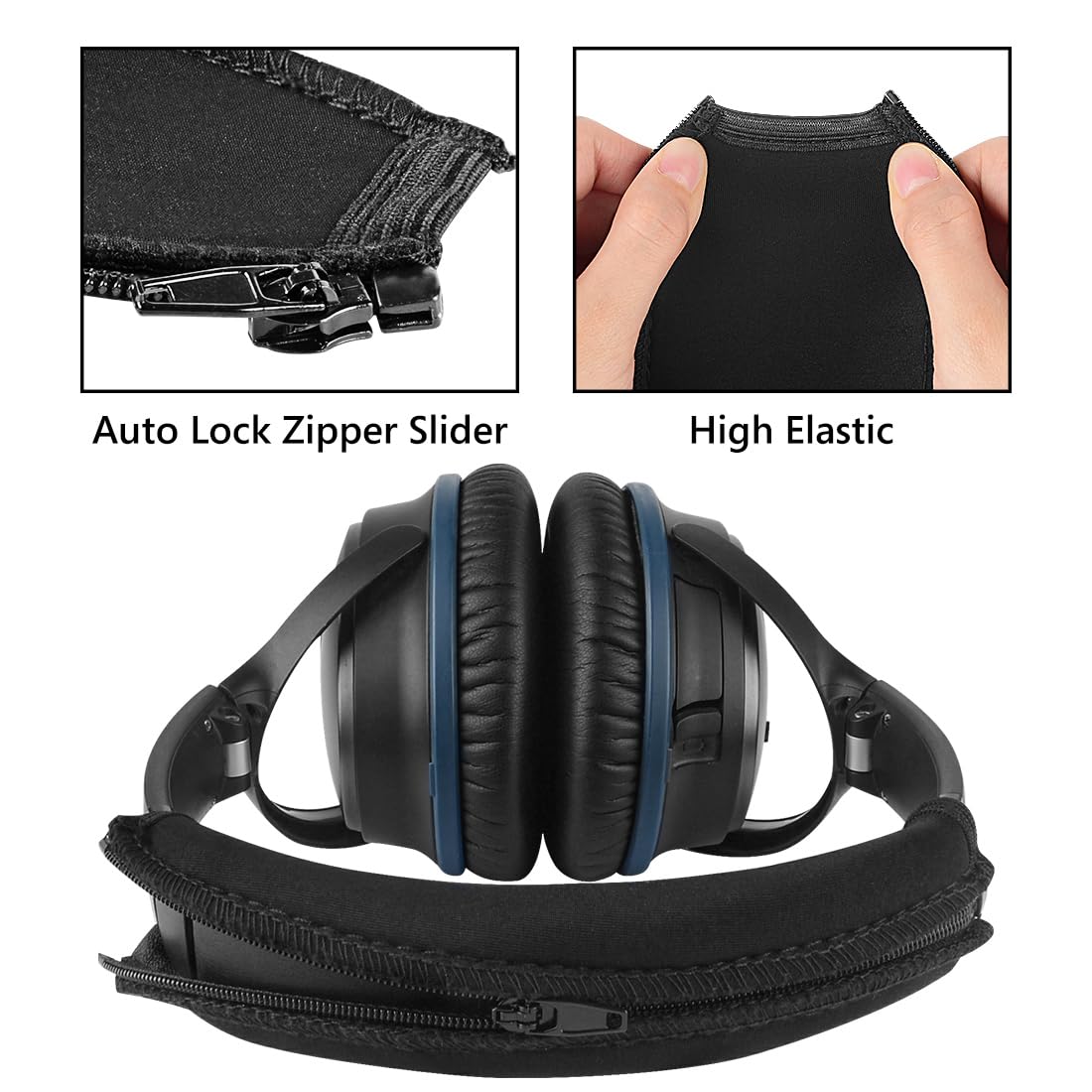 Geekria Flex Fabric Headband Cover Compatible with Bose QC45 QuietComfort 35II/QC35/QC25 Headphones, Replacement Repair Part, Sweat Cover, Easy DIY