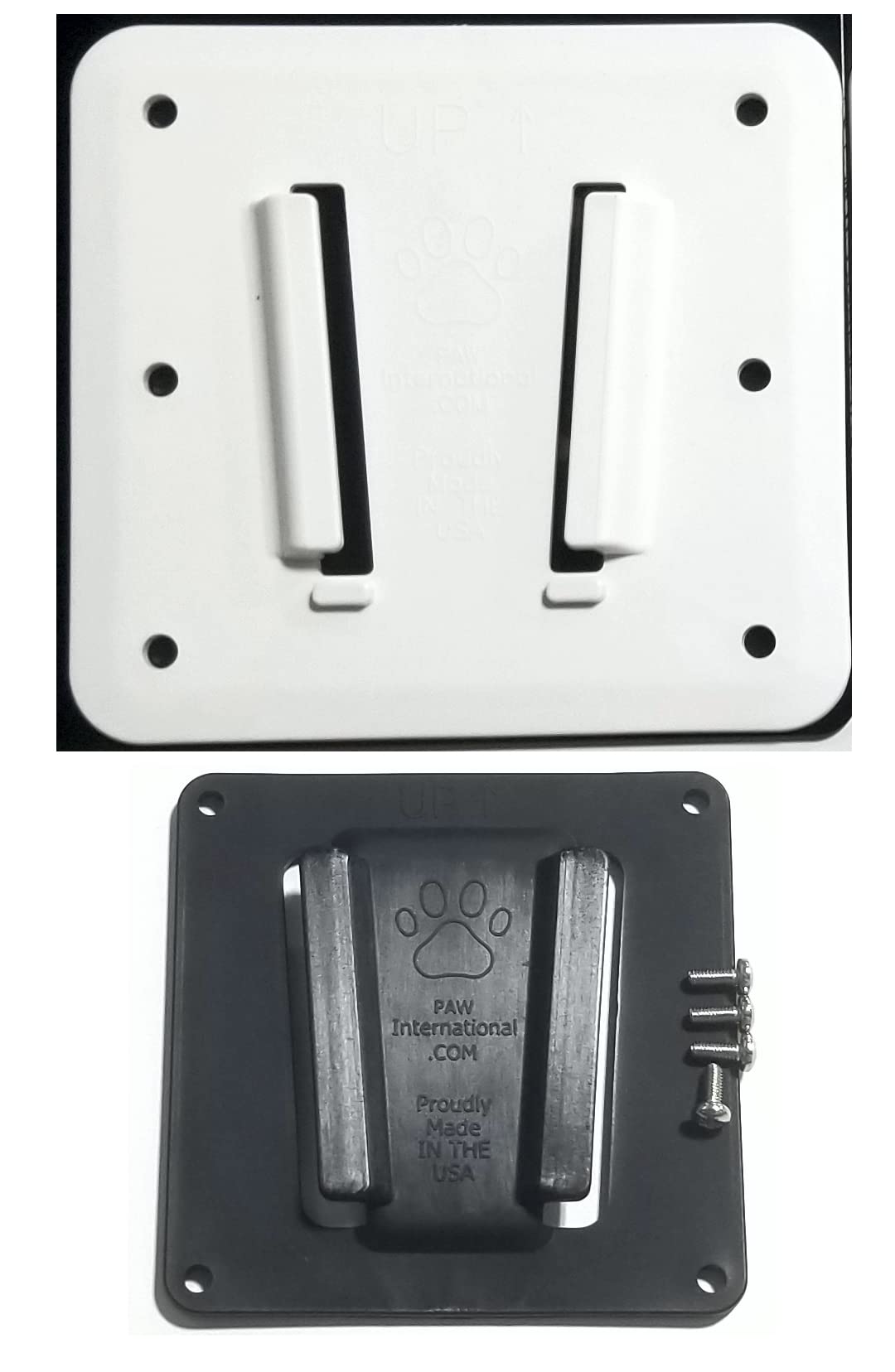 PAW International Polymer (Plastic) RV TV Bracket System; WHITE 2 pc Set: 1-TV Bracket (VESA 100x100mm), 1-Wall Mount | see video How to Measure your