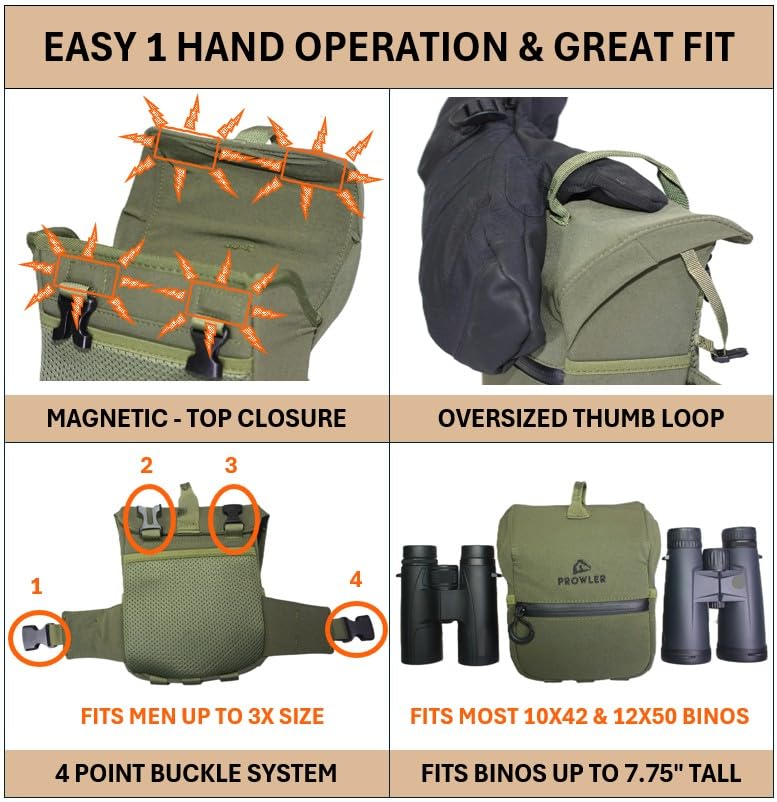 Prowler Gear - THE GUIDE BUNDLE: All Season Binocular Chest Pack Harness With 5 Piece Modular Accessory Kit: One Solution - Early Scouting To Late