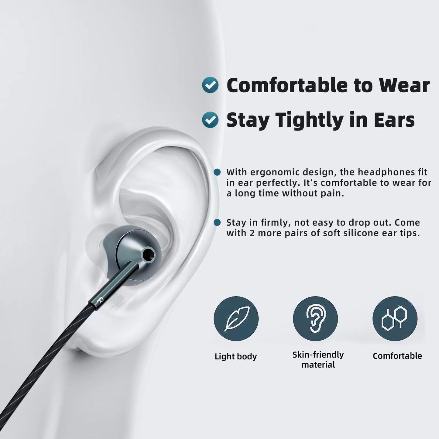 USB-C Wired Earbuds with Microphone, Volume Control, Noise Canceling, Compatible with Samsung Galaxy S24 S23 S22, iPhone 15, Pixel Phones (2Pack-Gray)
