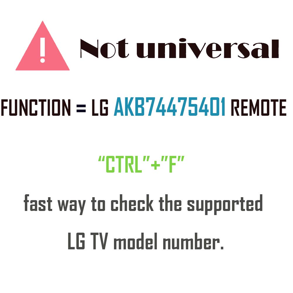 AKB74475401 Replacement for LG Remote Control for Smart TV 49UF6430 43UF6400 49UF6490 49UF6400 43UF6430 43LF5900 55UF6450 49UF6900 49LF5900 32LF595B