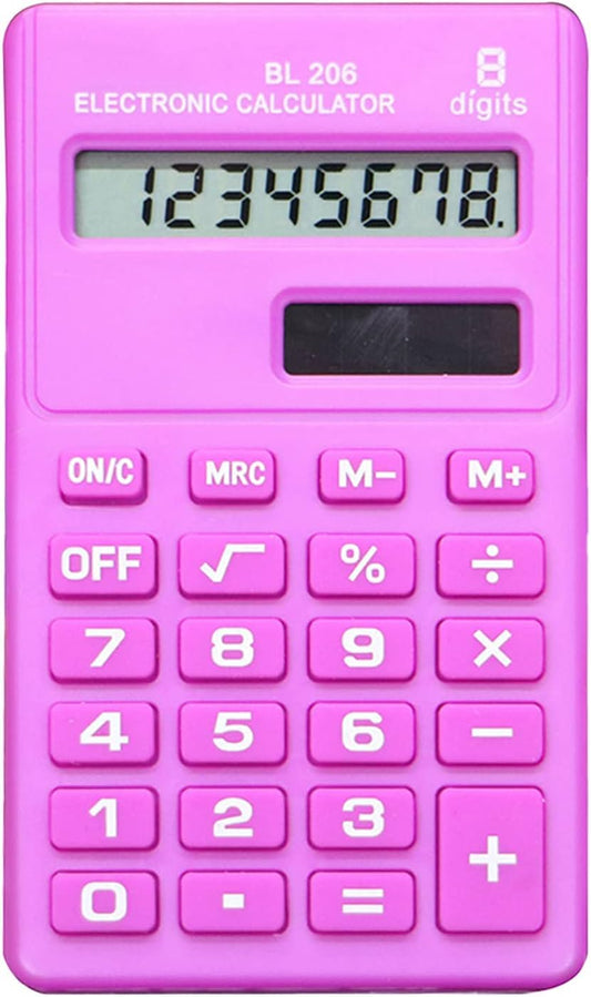 Pink 8 Digits Portable Calculator Mini Calculator Digital Desktop Portable Pocket Candy Color Reliable ABS Pocket Size Handheld Office Supplies Basic
