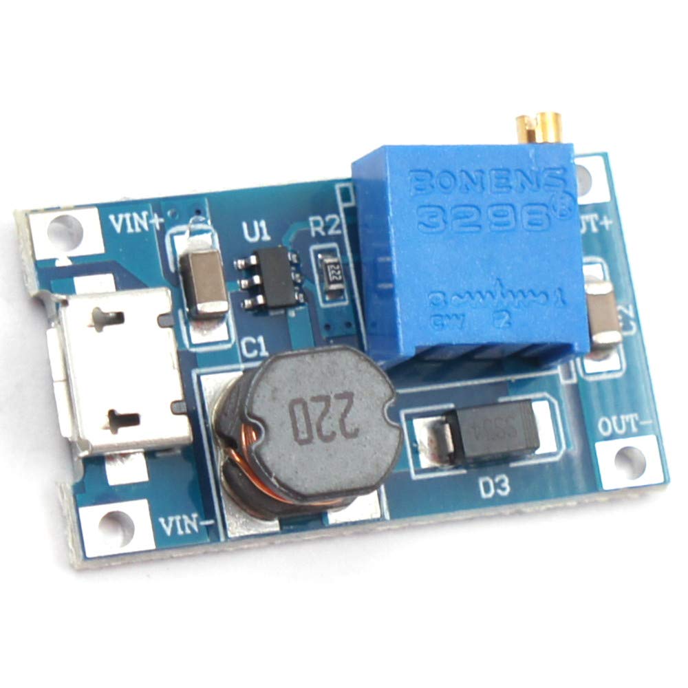 20pcs JacobsParts DC-DC Micro-USB Step Up Boost Module 2-24V Input 5V 9V 12V 28V Adjustable Output Power Converter MT3608