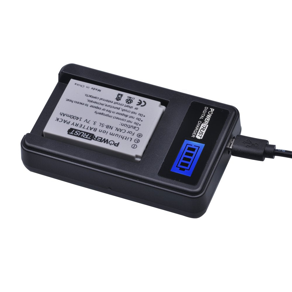 PowerTrust 2-Pack NB-5L Battery and LCD USB Charger for Canon PowerShot S100, S110, SD700 is, SD790 is, SD800 is, SD850 is, SD870 is, SD880 is, SD890