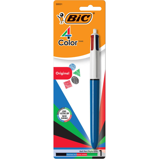 BIC 4-Color Retractable Ballpoint Pen with 1.0 mm Medium Point, 1-Count in Assorted Ink Colors