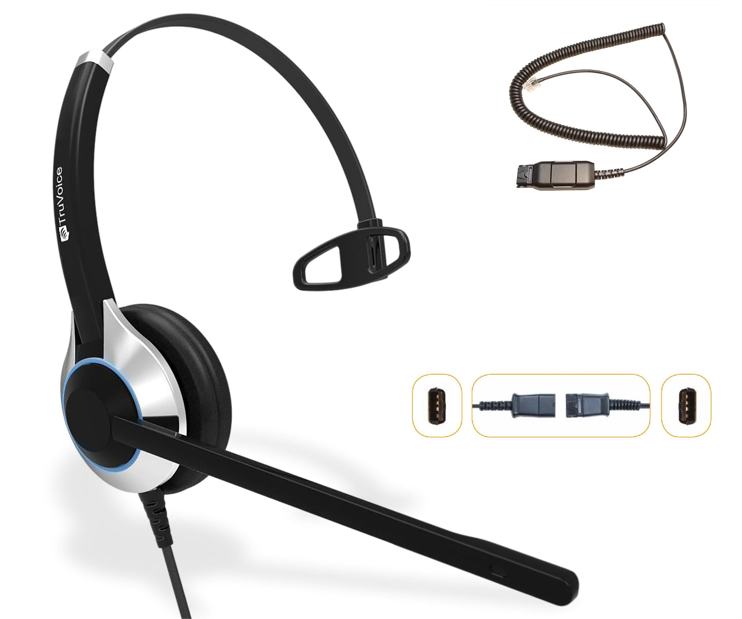 TruVoice HD500 Headset with Noise Cancelling Microphone for Office/Call Center - Compatible with Avaya 1608 1616 9601 9608 9611 9611G 9620 9621 9630