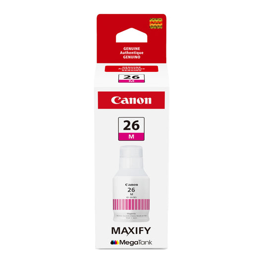 Canon GI-26 Genuine Pigment Magenta Ink Bottle, Compatible with MegaTank GX7120, GX6120, GX5120, GX6020, GX7020, GX6021, GX7021, GX5020, GX4020,