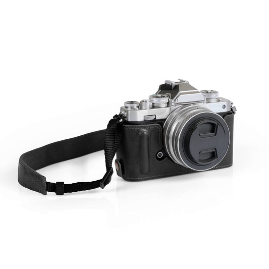MegaGear MG2016 Ever Ready Genuine Leather Camera Half Case Compatible with Nikon Z fc (Black)