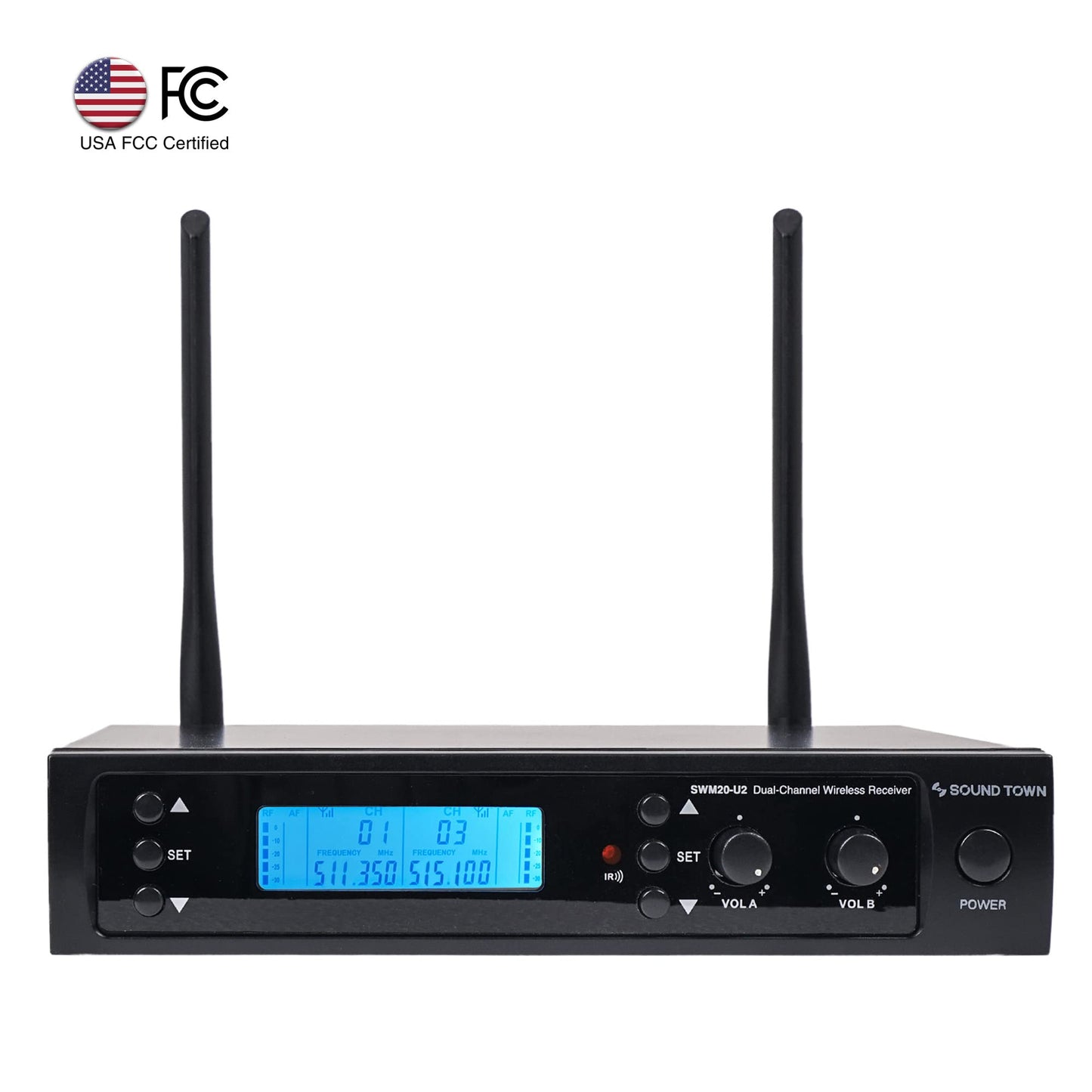 Sound Town 200-Channel Professional UHF Wireless Microphone System with 2 Handheld Microphones, for Church, Business Meeting, Outdoor Wedding and