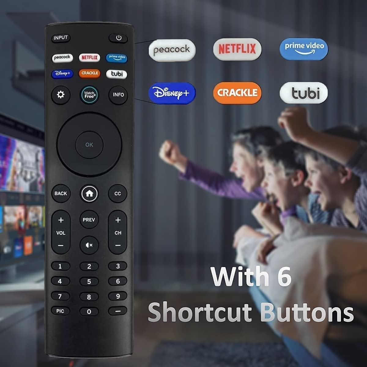 Amtone XRT140 Universal Replacement Remote Control for VIZIO All LED LCD HD 4K UHD HDR Smart TVs with Netflix Dis+ Crackle Tubi Apps for D24FF1