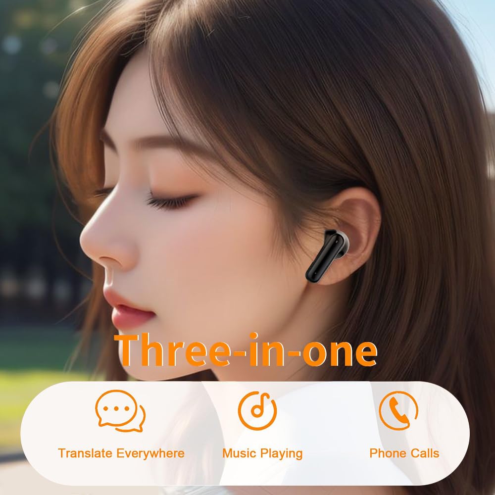 M10 AI Language Translator Earbuds, Supports 144 Languages,Online Translation Real Time, Earphone 3-in-1 Accents，Earbuds Perfect for Travel Business…