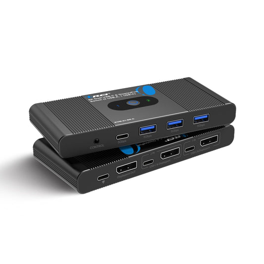 OREI 8K KVM Switch - DisplayPort Switch 2 in 1 Out, USB-C for 2 Computers, DisplayPort 1.4 KVM, KVM Switch 2 Computers 1 Monitor, Supports 4K 144Hz /