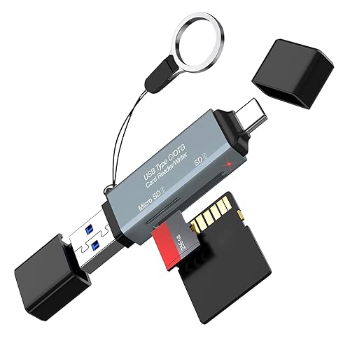 Cyberguys USB 3.0 SD Card Reader, Dual USB-C & USB-A Connector, 5Gbps High-Speed SD/MicroSD Memory Cards Adapter, 2-in-1 Card Reader