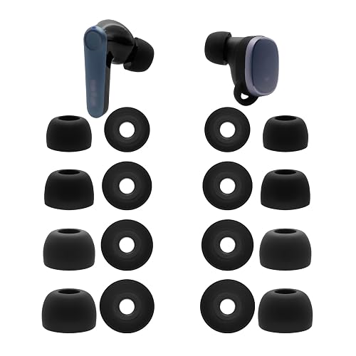 Klowcok Replacement Ear Tips for EarFun Air Pro 4, Air Pro 3, Free 2S, Free Pro 2, Free Pro 3, Soft Silicone Earbuds Tips, 8 Pairs (XS/S/M/L) Black