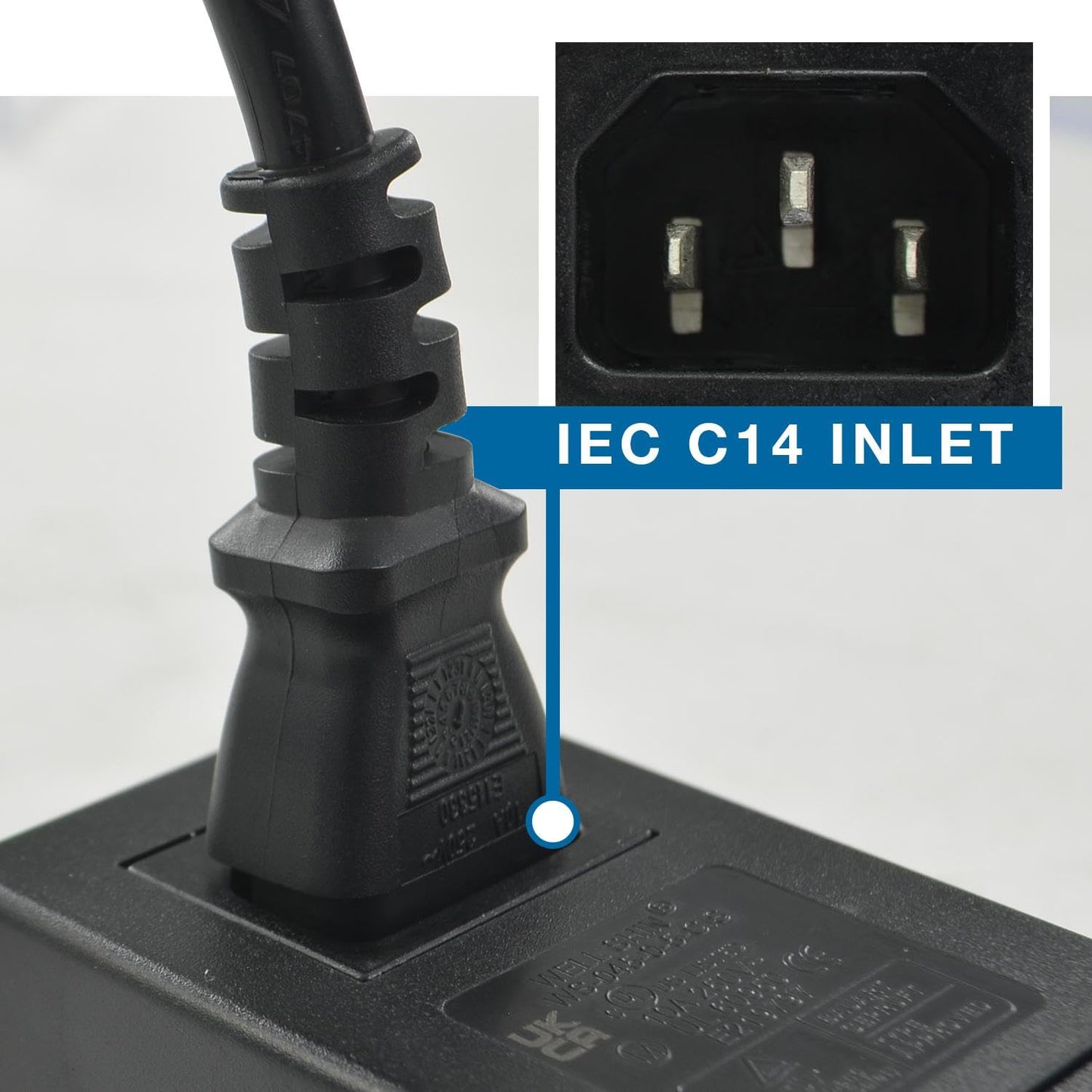 IEC Power Strip with 5 C13 Outlets & C14 Inlet, Rack Mount Server PDU, Heat-Resistant ABS, with Grounding Wire Out