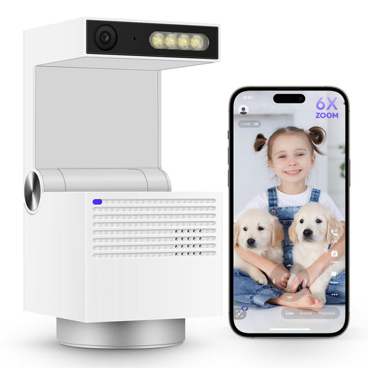 psync Genie S 2.7K HD Indoor Security Camera with 6X Zoom, 2-Way Audio, Privacy Protection, Motion Tracking for Baby & Pet, 350° Pan & 135° Tilt, 32GB