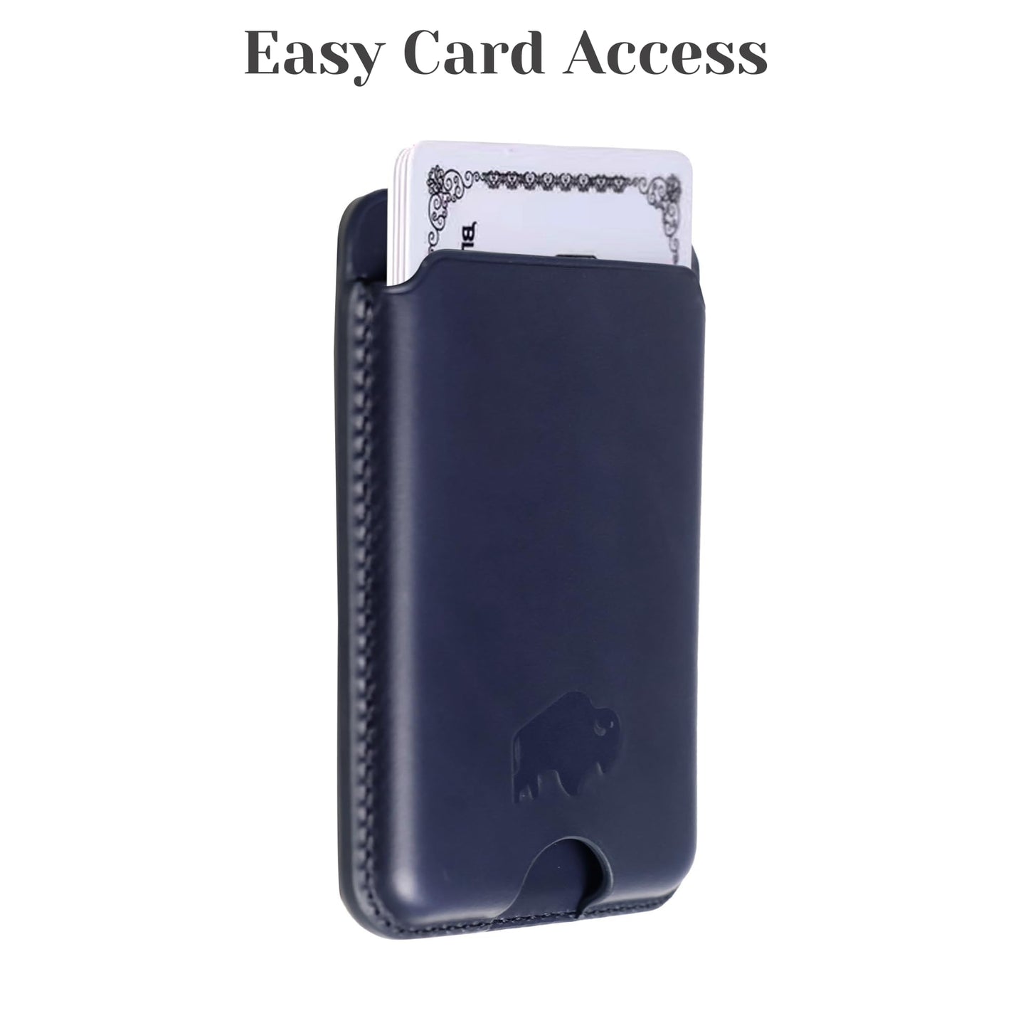 BLACKBROOK Leather Wallet for MagSafe, Duke Slim Full Grain Leather Card Holder, Holds up to 3 Cards, RFID Protection & Easy Access