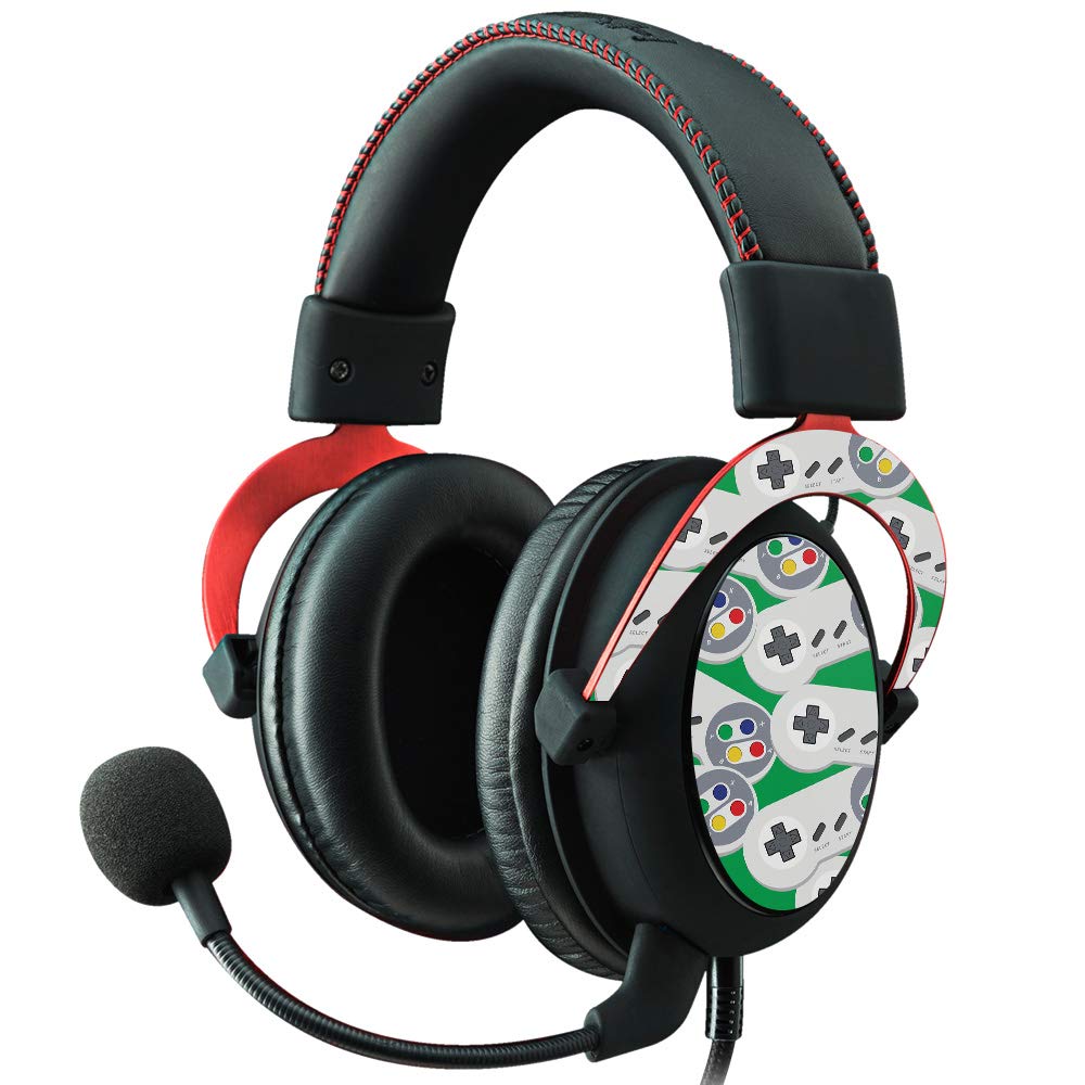 MightySkins Skin Compatible with Kingston HyperX Cloud II Gaming Headset - Retro Controllers 1 | Protective, Durable, and Unique Vinyl Decal wrap