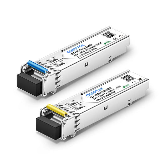 1.25G SFP Module, 1000Base-BIDI WDM Transceiver, 20KM Simplex LC DDM Tx1310/Rx1550nm Optical Fiber Transceiver for Cisco GLC-BX-20U, Cisco GLC-BX-20D