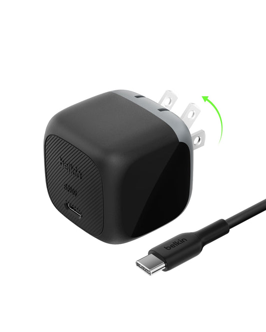Belkin USB C Charger Block 65W - USB C Cable Included - Super Fast Charging, Type C - Apple iPhone 17, Air, Pro, Samsung Galaxy S26, Google Pixel 10