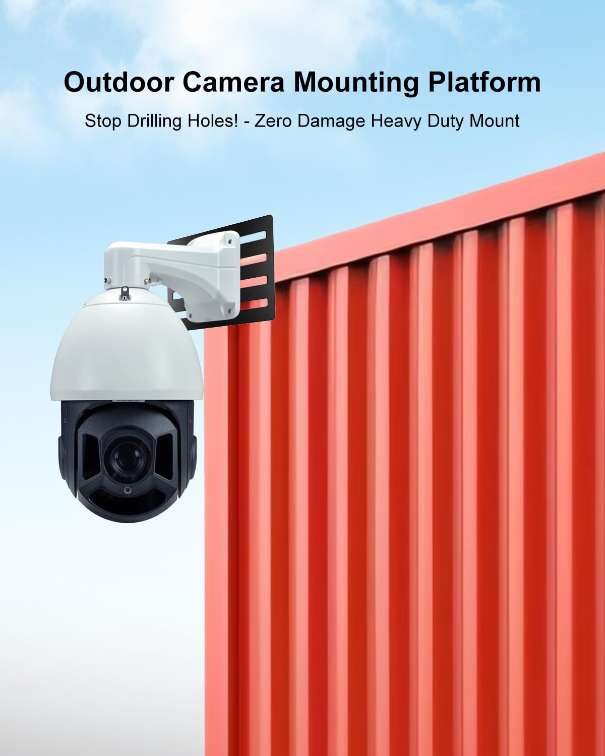 Outdoor Camera Mounting Platform for Shipping Containers - Heavy Duty Steel Bracket, No-Drill Installation, Adjustable Rail System - Adjustable Rails