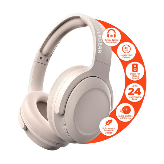 HyperGear Headphones Wireless - Bone Active Noise Cancelling Headphones Over Ear Bluetooth HD Audio Deep Bass Dual Noise Canceling Mics ANC Gym…