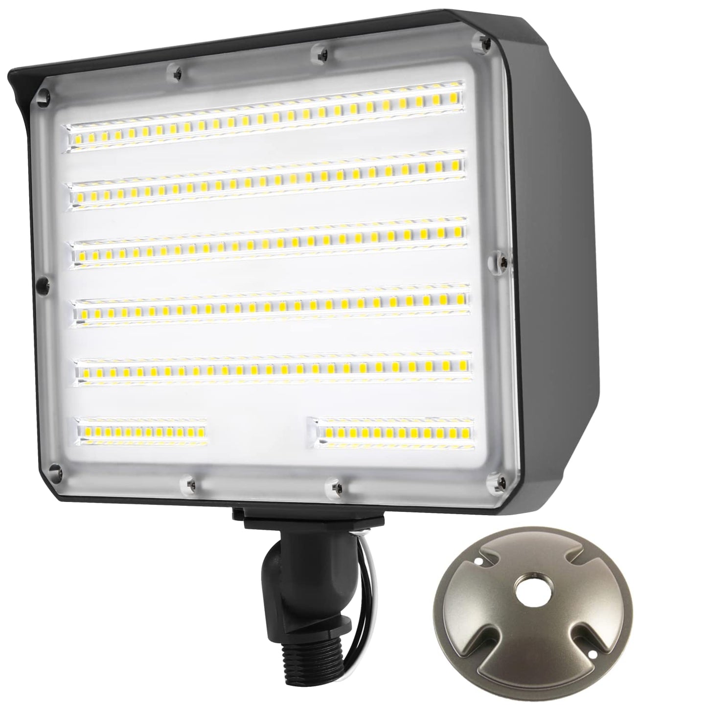 Dusk to Dawn Outdoor 100W LED Flood Light with Knuckle (Plate Included), 14000LM 1000W Equiv., 100-277V 5000K,ETL Commercial LED Floodlight Fixture