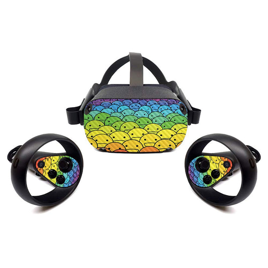 MightySkins Carbon Fiber Skin for Oculus Quest - Happy Faces | Protective, Durable Textured Carbon Fiber Finish | Easy to Apply, Remove, and Change