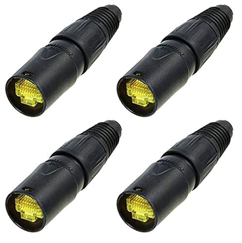 (4-Pack) Genuine Neutrik NE8MX-B-1 Ethercon Cable Connector Black Chromium Housing