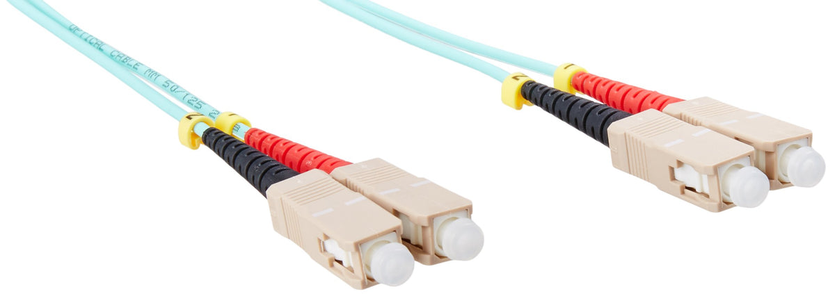 AddOn This is A 2M SC (Male) to SC (Male) Aqua Duplex Riser-Rated Fiber Patch Cable. A