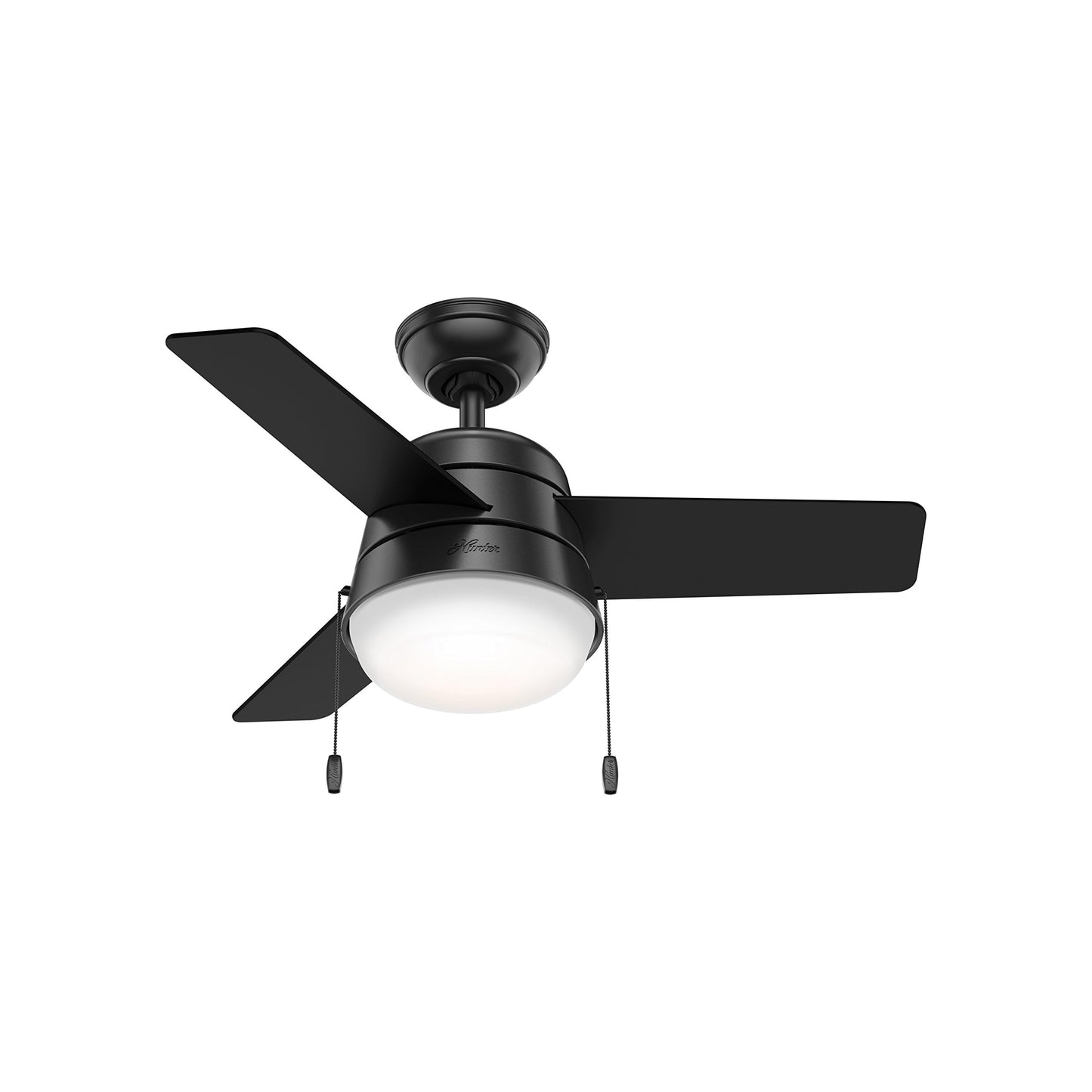 Hunter Fan 36 Inch Matte Black Indoor Ceiling Fan with Light and Pull Chain for Bedroom, Kitchen, Living Room (Renewed)