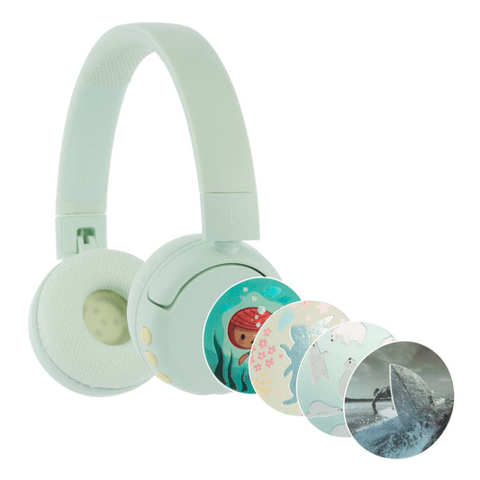 BuddyPhones POP Fun | Foldable Bluetooth Kids Headphones + Microphone, Works Wired or Wireless - SafeAudio Volume Limiting for iPhone/iPad/Tablet/PC…