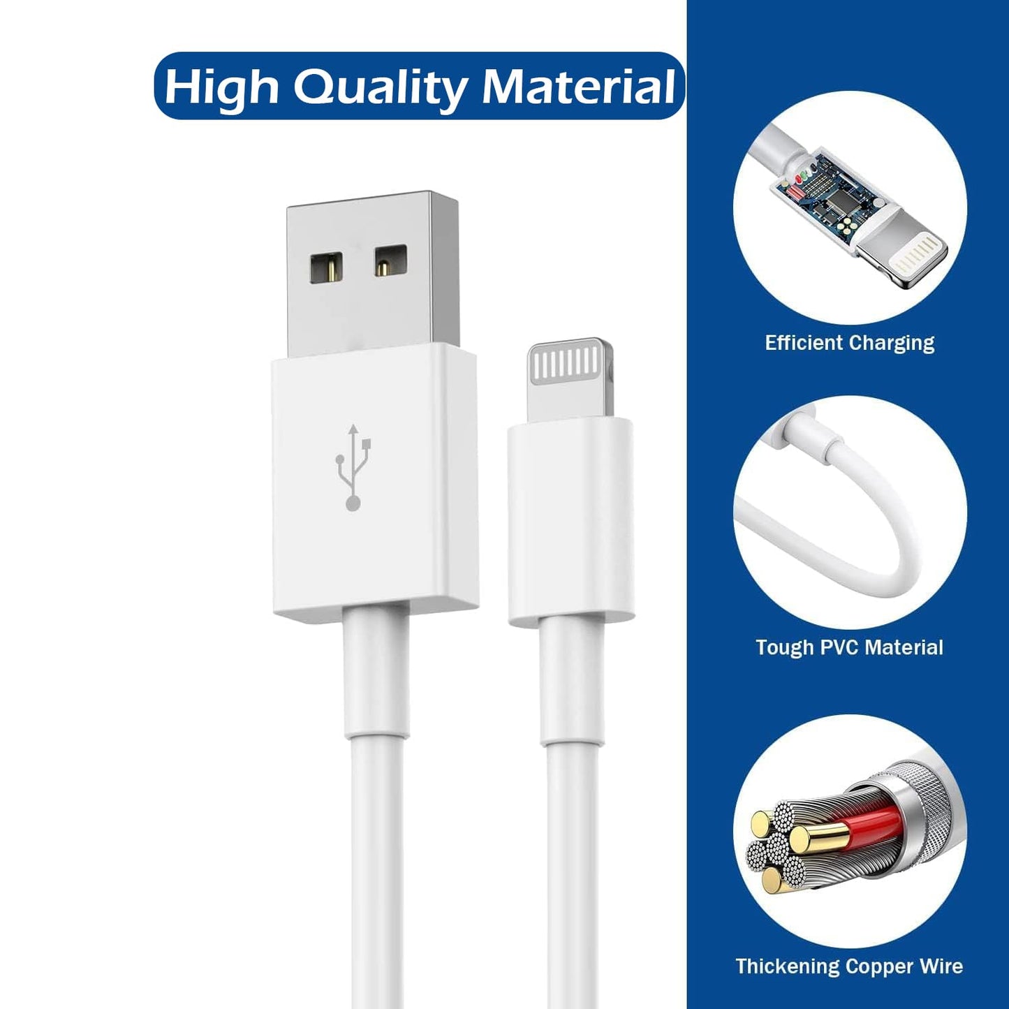 2Pack[Apple MFi Certified] iPhone Charger,10Feet Extra Long Lightning Cable Data Sync Transfer Cord with Portable Travel Charging Block Compatible…
