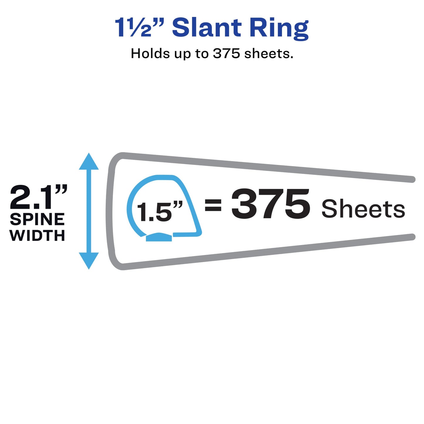 Avery® Heavy-Duty View 3 Ring Binder, 1.5" One Touch Slant Rings, Holds 8.5" x 11" Paper, 1 Light Blue Binder (05401)
