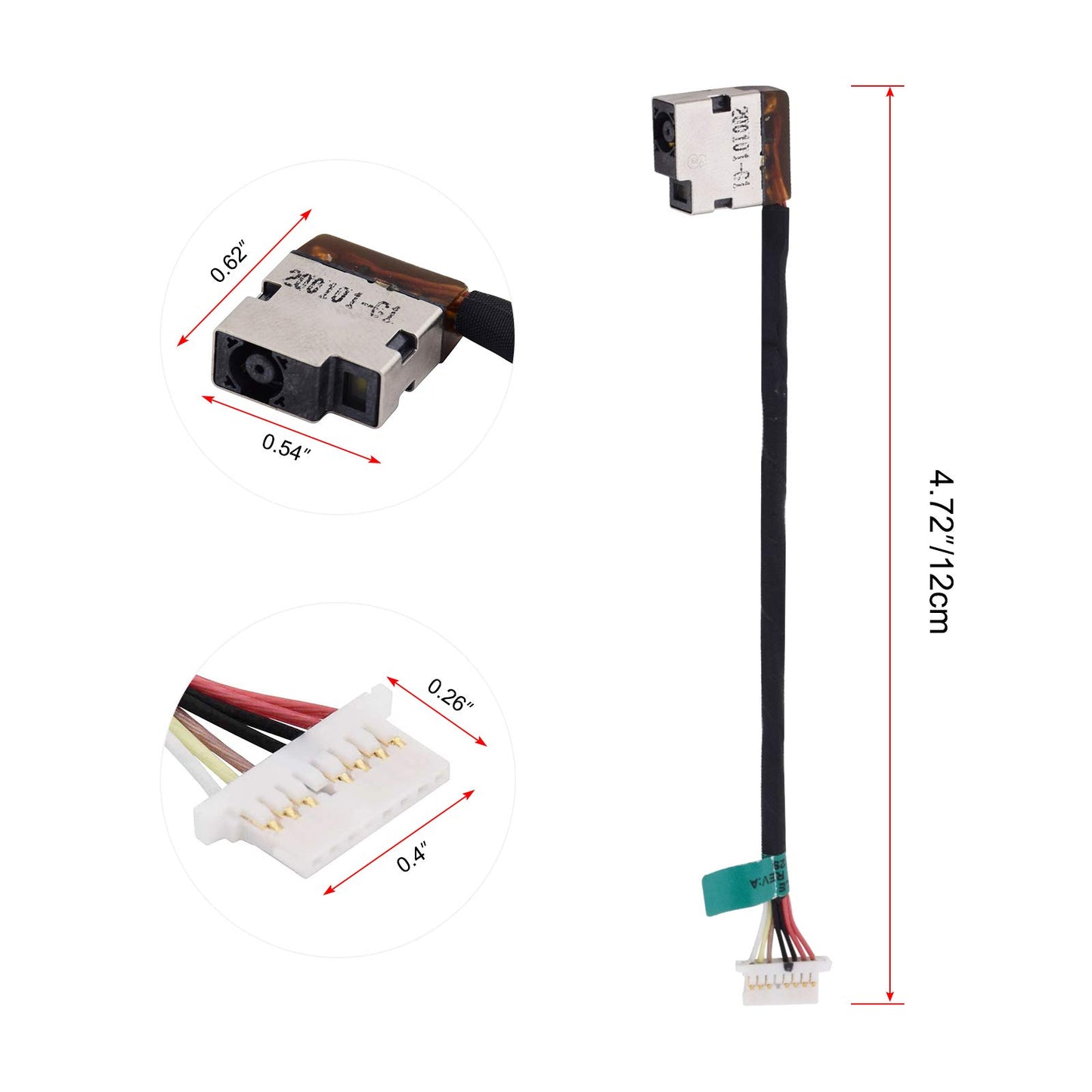 SUNMALL 799736-F57 799736-Y57 DC Jack Power Plug In Charging Port Connector Socket with Wire Cable Harness Compatible with hp 15-AC 15-AC163NR