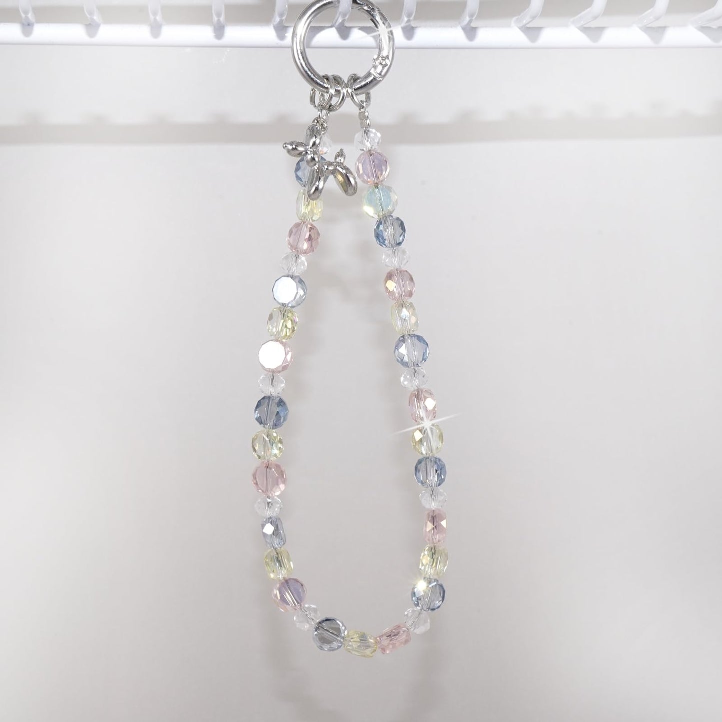 QATYYY Colorful Crystal Beaded Phone Wrist Strap with Tether Tab, Cute Lightweight Phone Bracelet Strap for Women, Sparkling Cellphone Wrist Strap