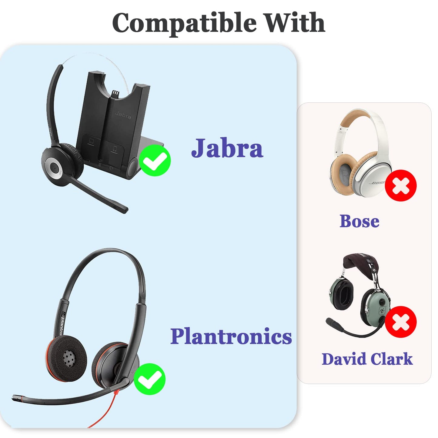 Plantronics Headset Ear Cushions Replacement Foam Ear Pads for Plantronics HW251N HW261N HW510 HW520 Blackwire C320 3210 3220 3320 Jabra PRO 920 Biz