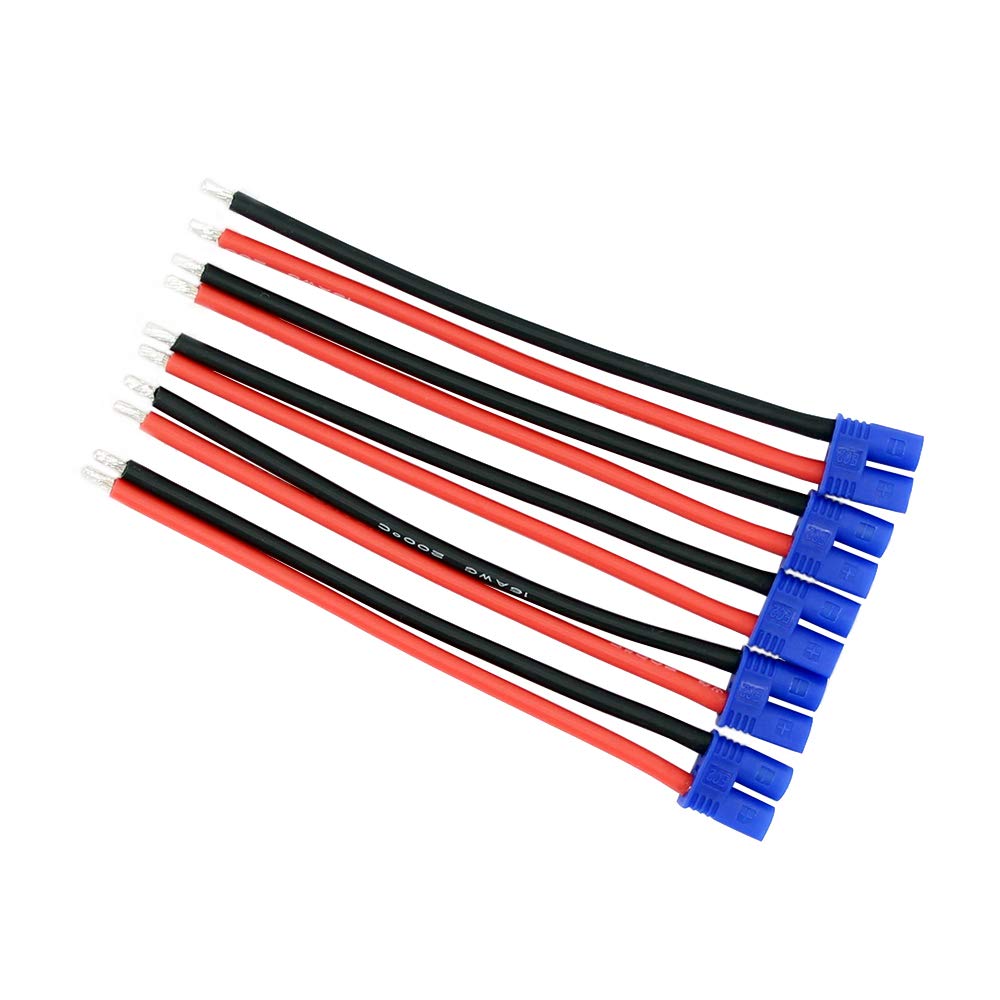 BDHI 5pcs EC2 Style Male Connectors Adapters Cable with 10cm 16awg Silicone Wire for ESC Charger(B160-5)